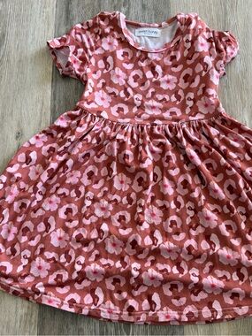 Sweet Honey Hawaii Brown and Pink Hibiscus Leopard-Print Dress